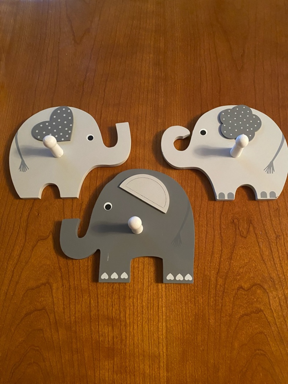 Source Unknown Gray and White Elephant Wall Hooks